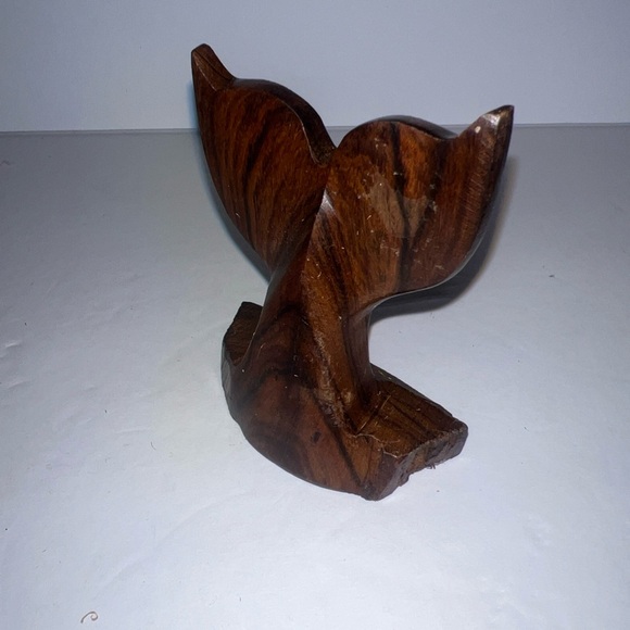 Hand Carved Ironwood Dolphin Figure Whale Tale Brown Wood Ocean Mammal 3x3.5” - Picture 4 of 6